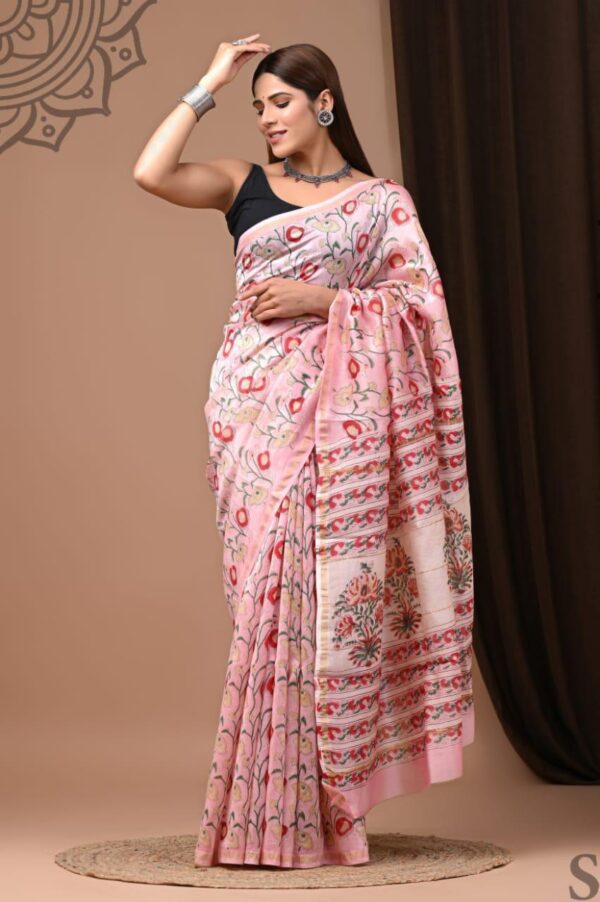 MAHATI Designer Chanderi Silk Saree - Pink