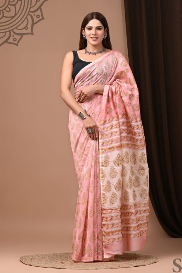 MAHATI Designer Chanderi Silk Saree - Peach