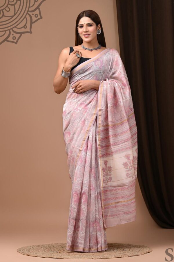 MAHATI Designer Chanderi Silk Saree - Pink