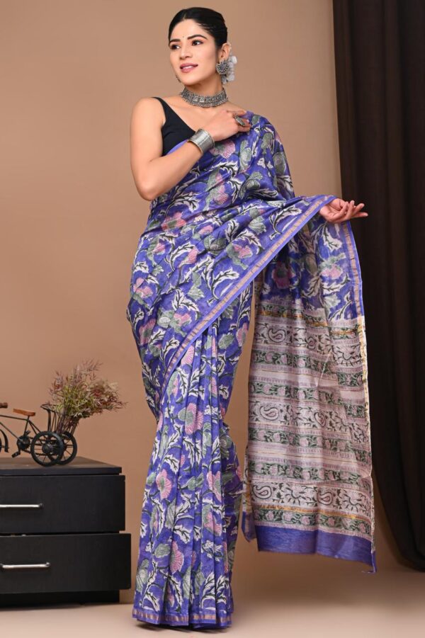 MAHATI Designer Chanderi Silk Saree - Violet