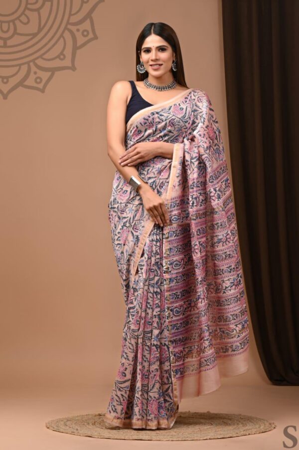 MAHATI Designer Chanderi Silk Saree - Violet