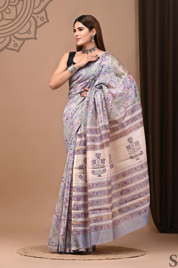 MAHATI Designer Chanderi Silk Saree - Violet