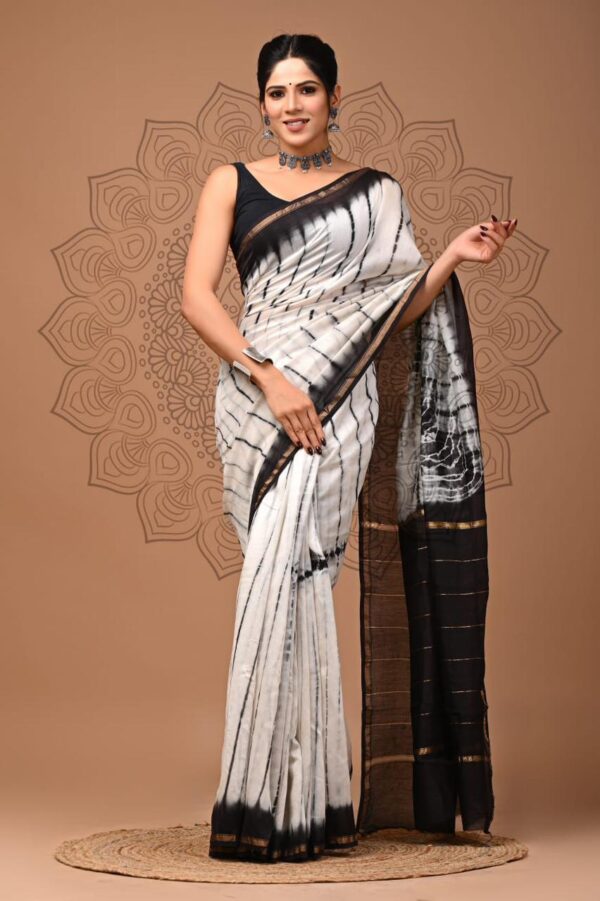 MAHATI Designer Chanderi Silk Saree - White