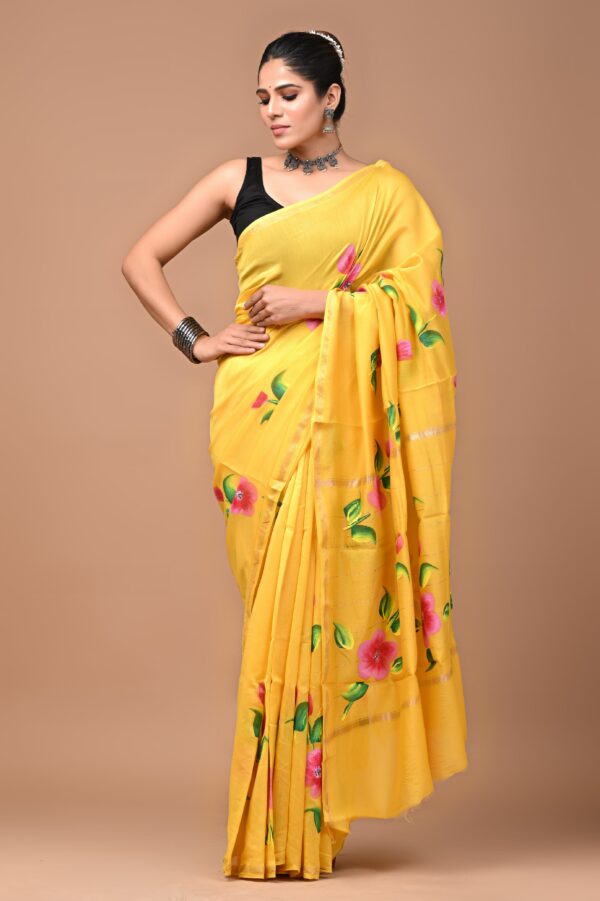 MAHATI Designer Chanderi Silk Saree - Yellow