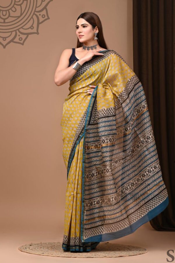 MAHATI Designer Chanderi Silk Saree - Yellow