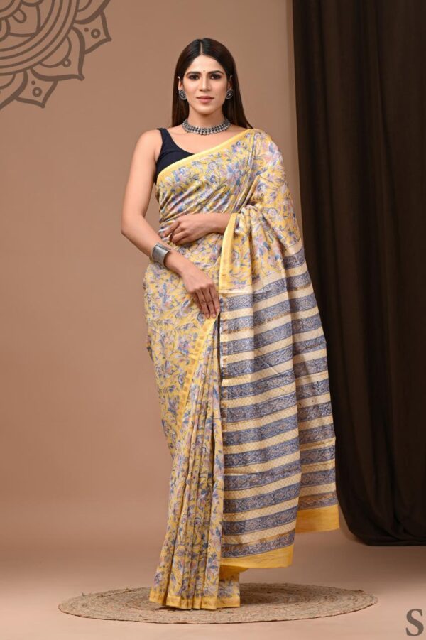 MAHATI Designer Chanderi Silk Saree - Yellow