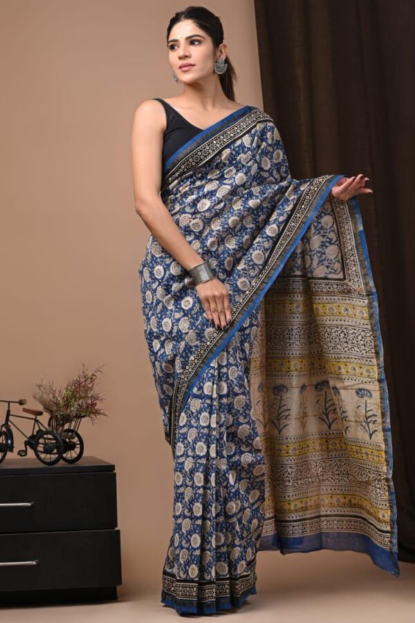 MAHATI Designer Chanderi Silk Saree - Blue