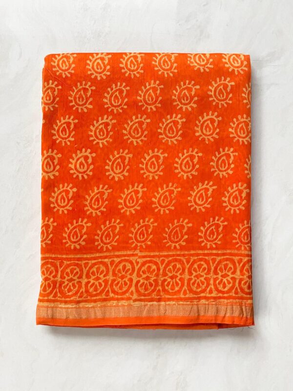 MAHATI Designer Chanderi Silk Saree - Orange