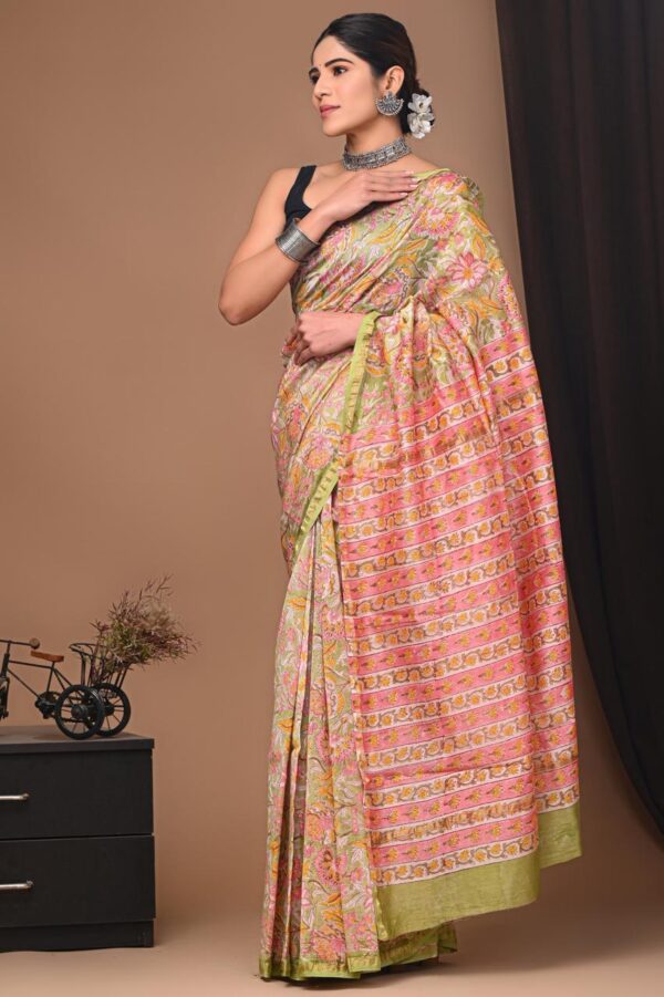 MAHATI Designer Chanderi Silk Saree - Pink