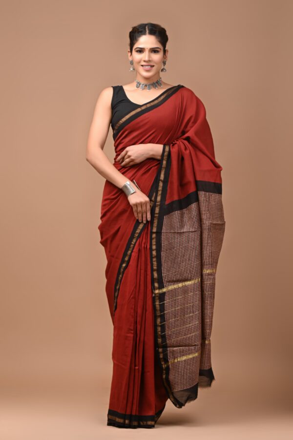 MAHATI Designer Chanderi Silk Saree - Red