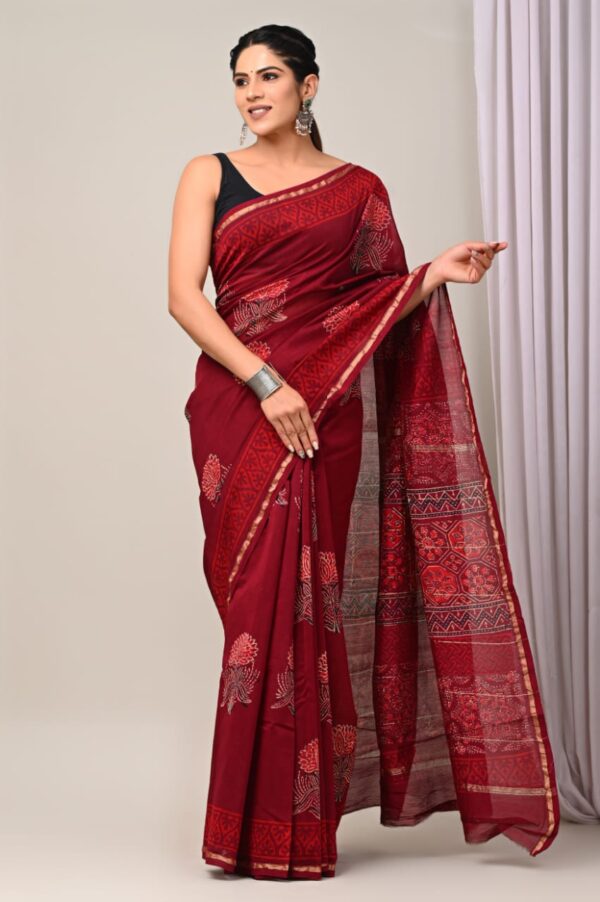 MAHATI Designer Chanderi Silk Saree - Red