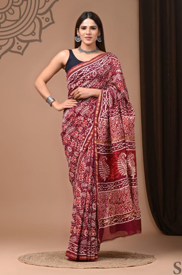 MAHATI Designer Chanderi Silk Saree - Red