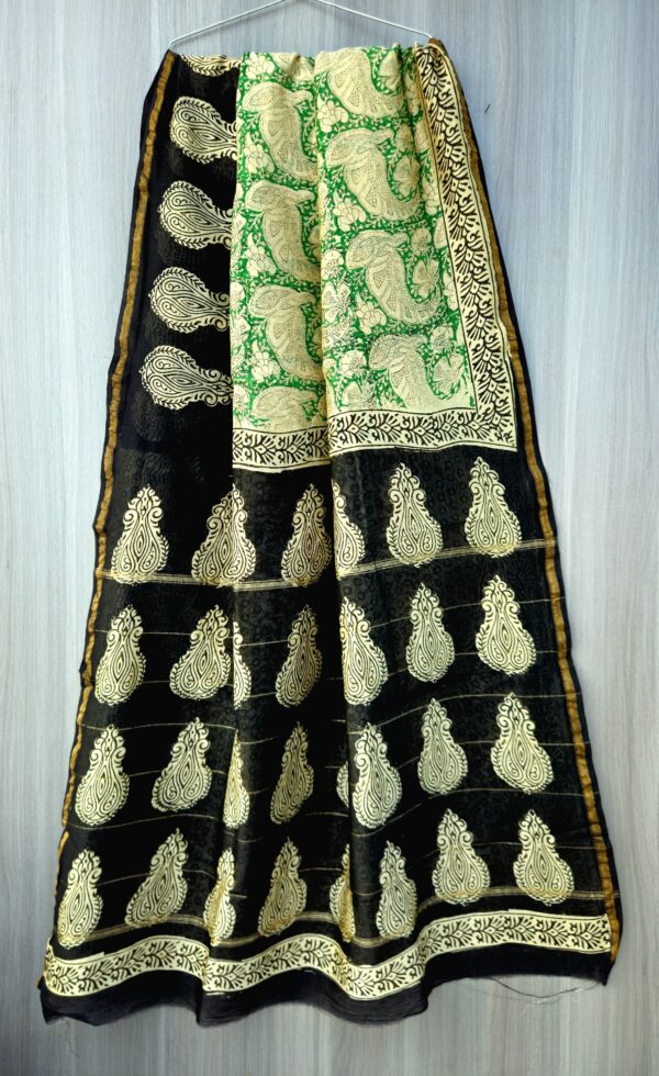 MAHATI Designer Chanderi Silk Saree - Green