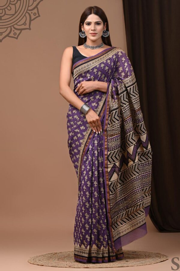 MAHATI Designer Chanderi Silk Saree - Violet