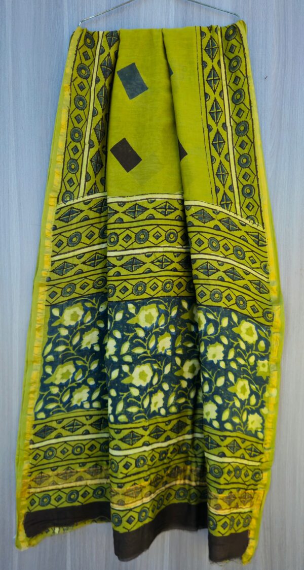 MAHATI Designer Chanderi Silk Saree - Green