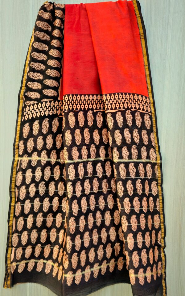 MAHATI Designer Chanderi Silk Saree - Red