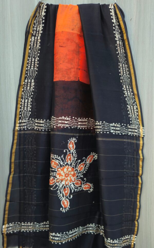 MAHATI Designer Chanderi Silk Saree - Orange