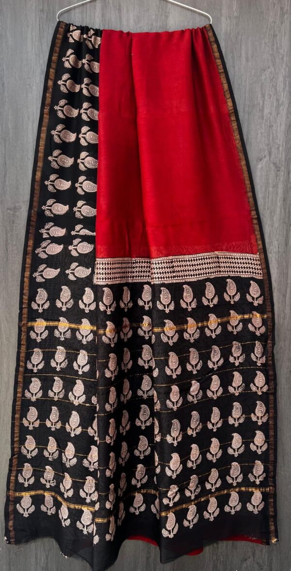 MAHATI Designer Chanderi Silk Saree - Red