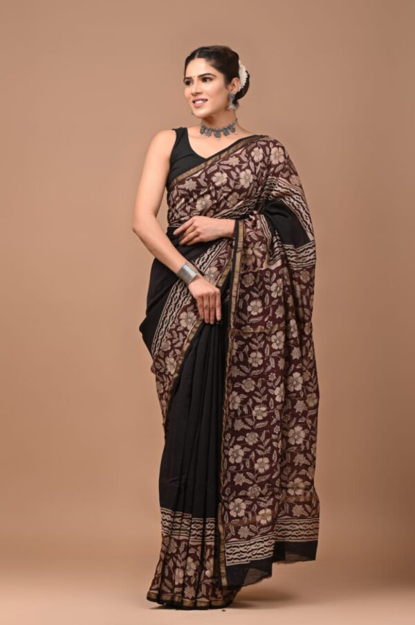 MAHATI Designer Chanderi Silk Saree - Black