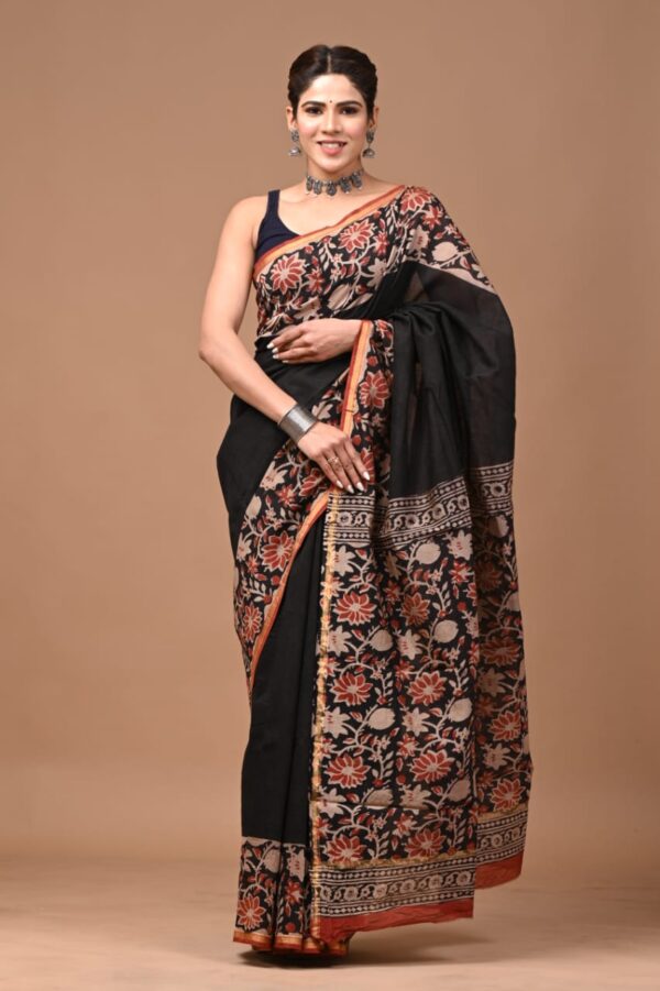 MAHATI Designer Chanderi Silk Saree - Black