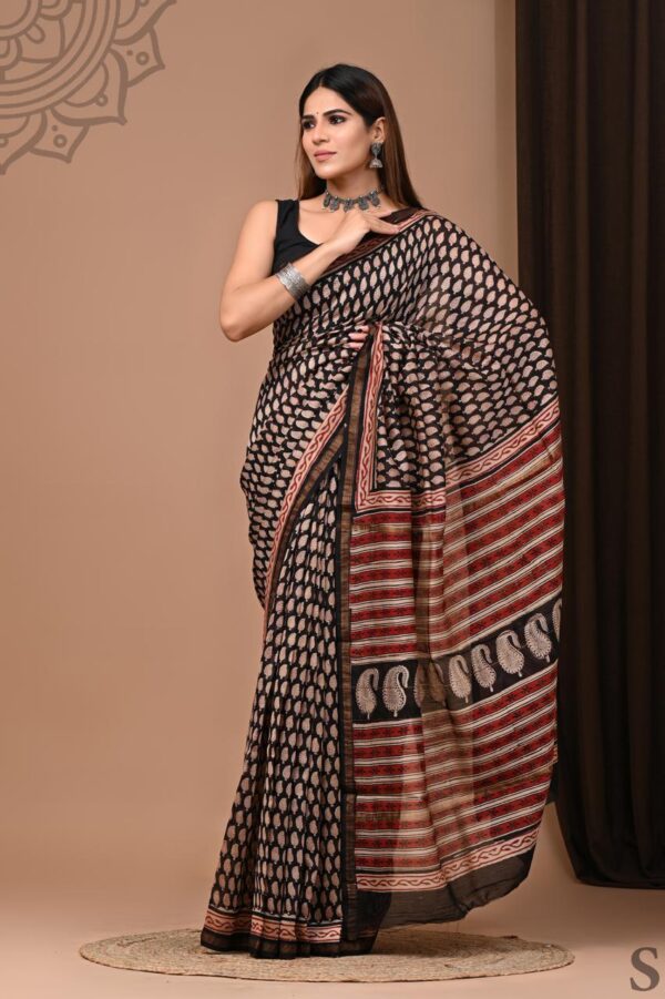 MAHATI Designer Chanderi Silk Saree - Black