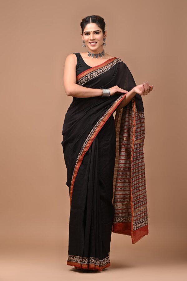 MAHATI Designer Chanderi Silk Saree - Black