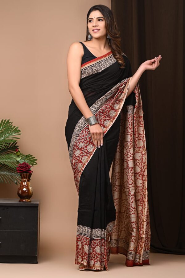 MAHATI Designer Chanderi Silk Saree - Black