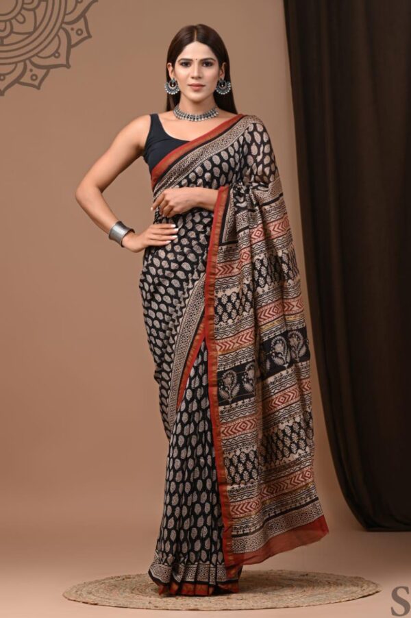 MAHATI Designer Chanderi Silk Saree - Black