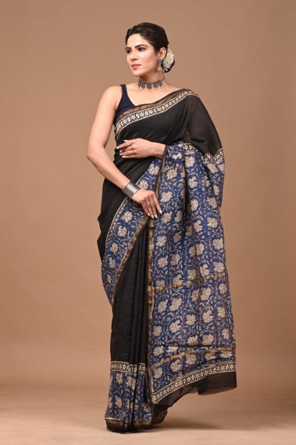 MAHATI Designer Chanderi Silk Saree - Black