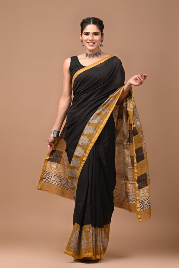 MAHATI Designer Chanderi Silk Saree - Black