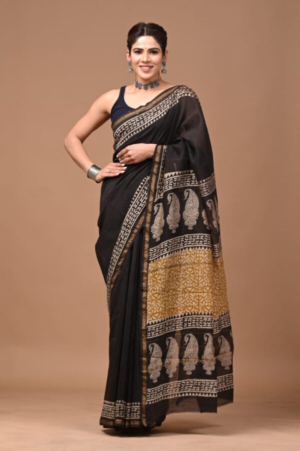 MAHATI Designer Chanderi Silk Saree - Black