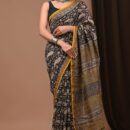 Chanderi Silk Saree - Hand Block Print