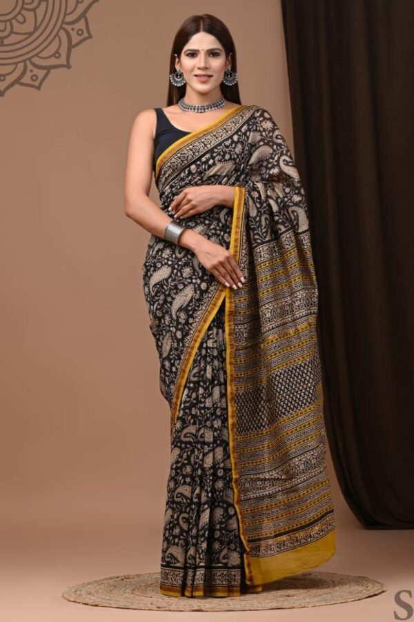 MAHATI Designer Chanderi Silk Saree - Black