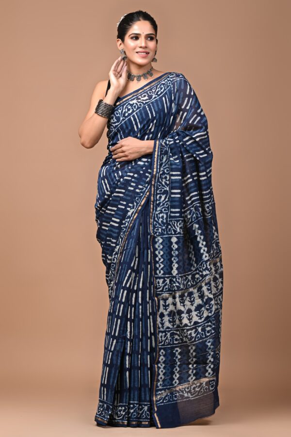 MAHATI Designer Chanderi Silk Saree - Blue