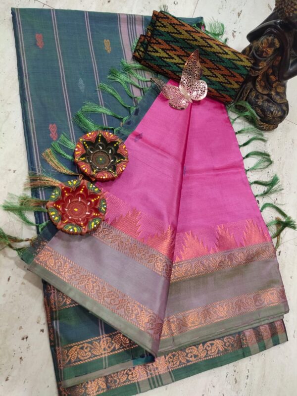 Pure Silk Banana Pith Saree - Pink