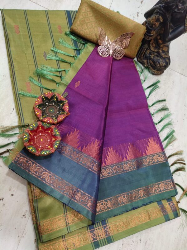 Pure Silk Banana Pith Saree - Purple