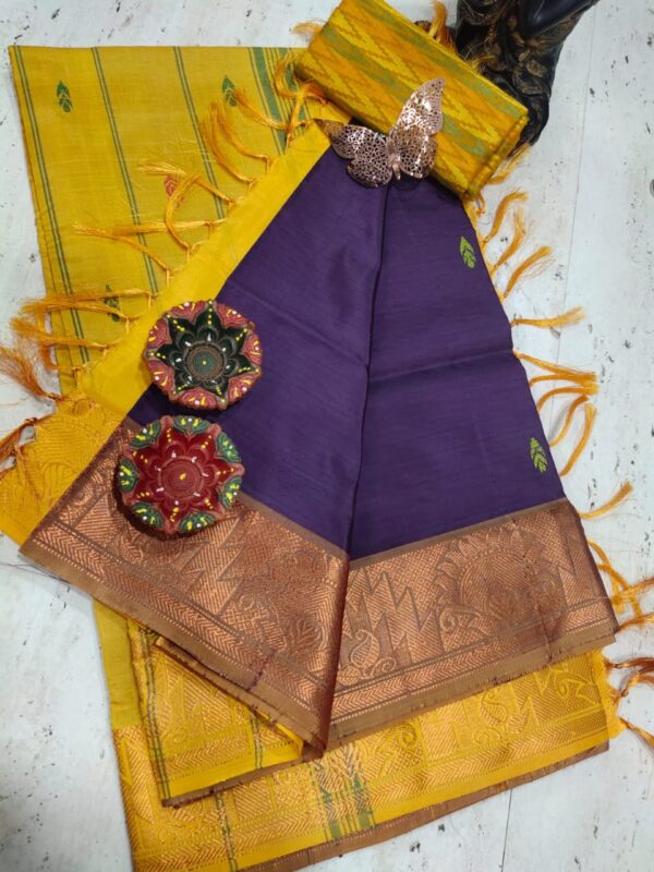 Pure Silk Banana Pith Saree - Violet