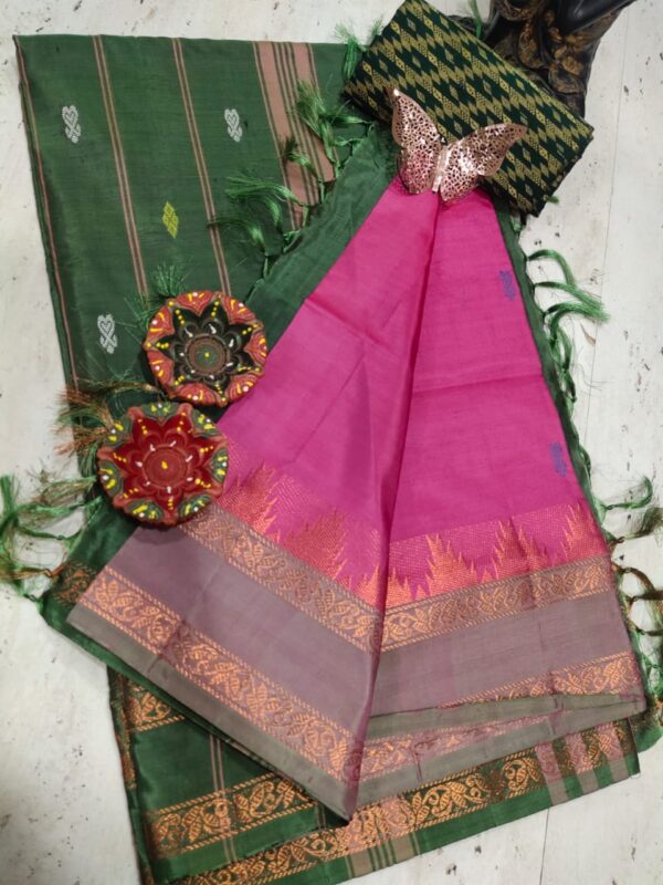 Pure Silk Banana Pith Saree - Pink