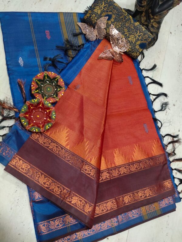 Pure Silk Banana Pith Saree - Peach