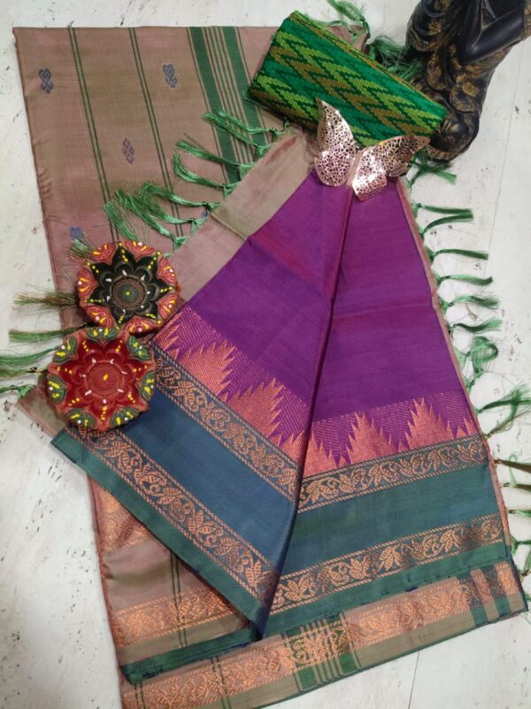 Pure Silk Banana Pith Saree - Purple