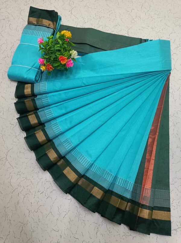 Pure Silk Cotton Saree - Blue