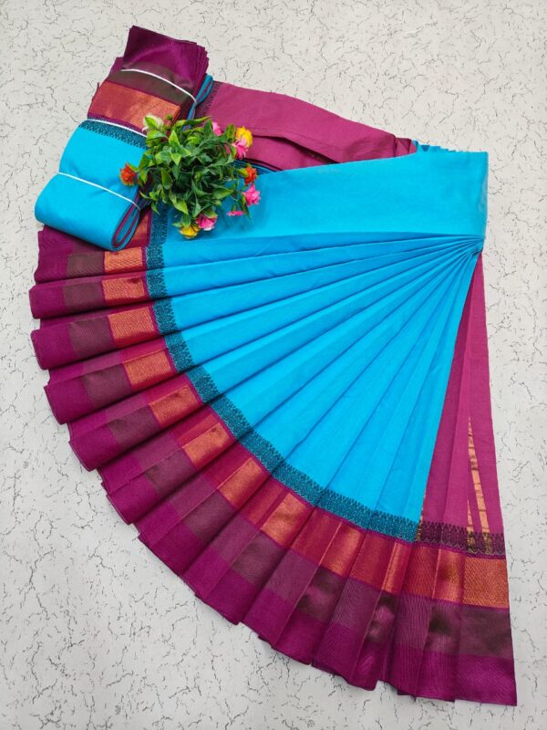 Pure Silk Cotton Saree - Blue