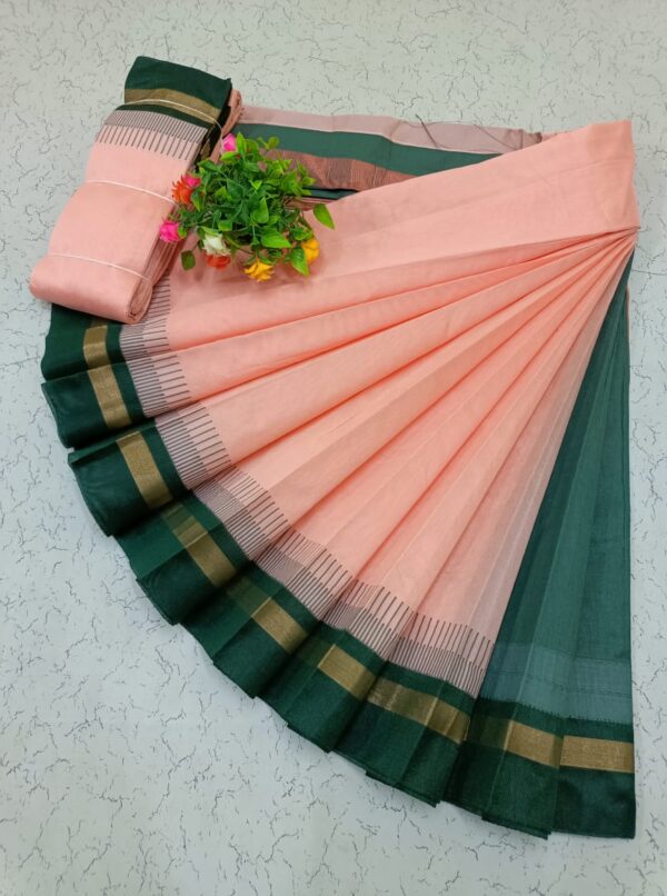 Pure Silk Cotton Saree - Peach