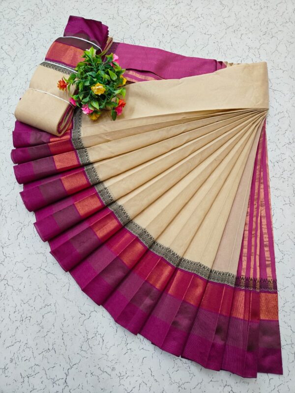 Pure Silk Cotton Saree - Cream