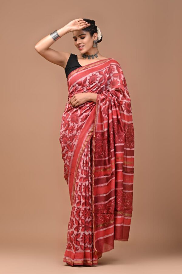 MAHATI Designer Chanderi Silk Saree - Red