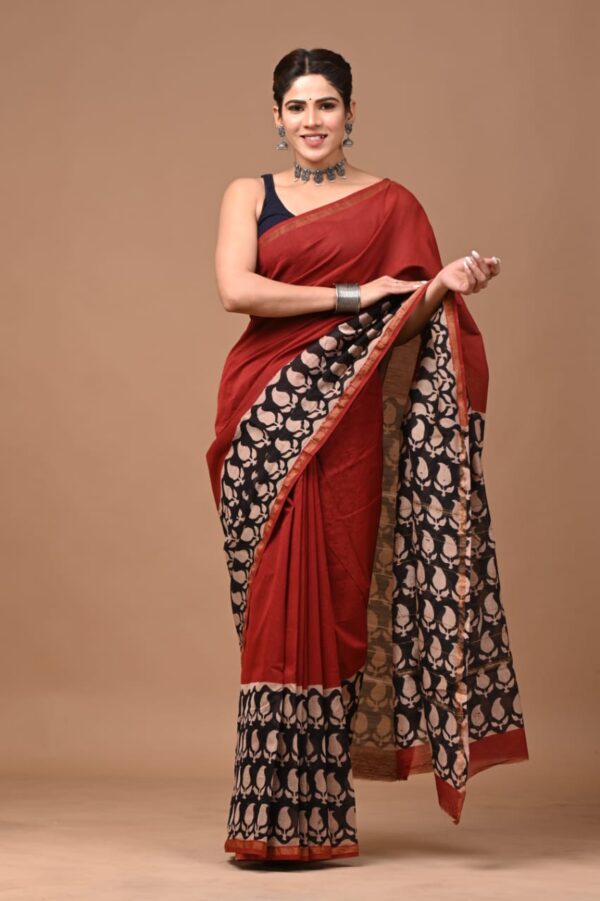 MAHATI Designer Chanderi Silk Saree - Red