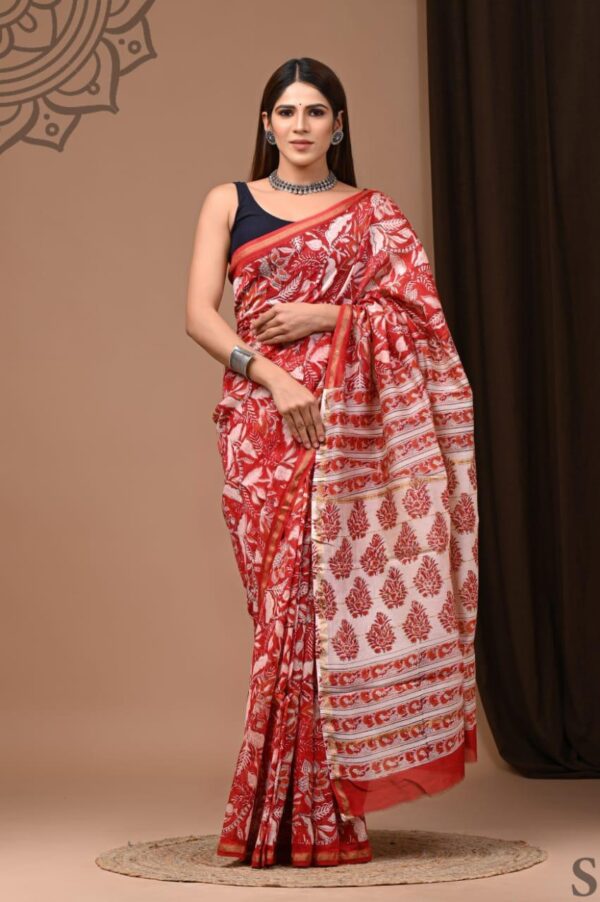 MAHATI Designer Chanderi Silk Saree - Red