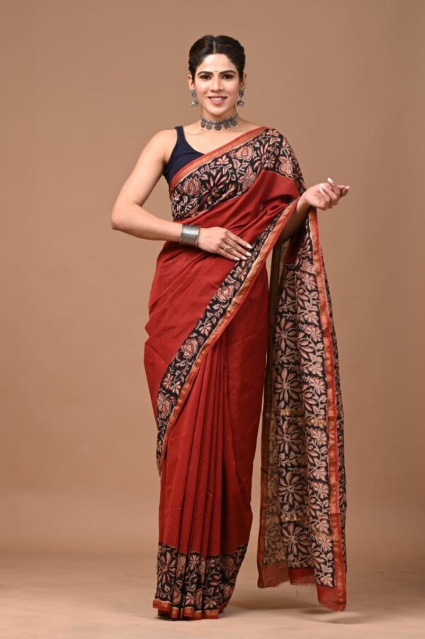 MAHATI Designer Chanderi Silk Saree - Red