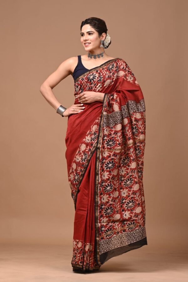 MAHATI Designer Chanderi Silk Saree - Red