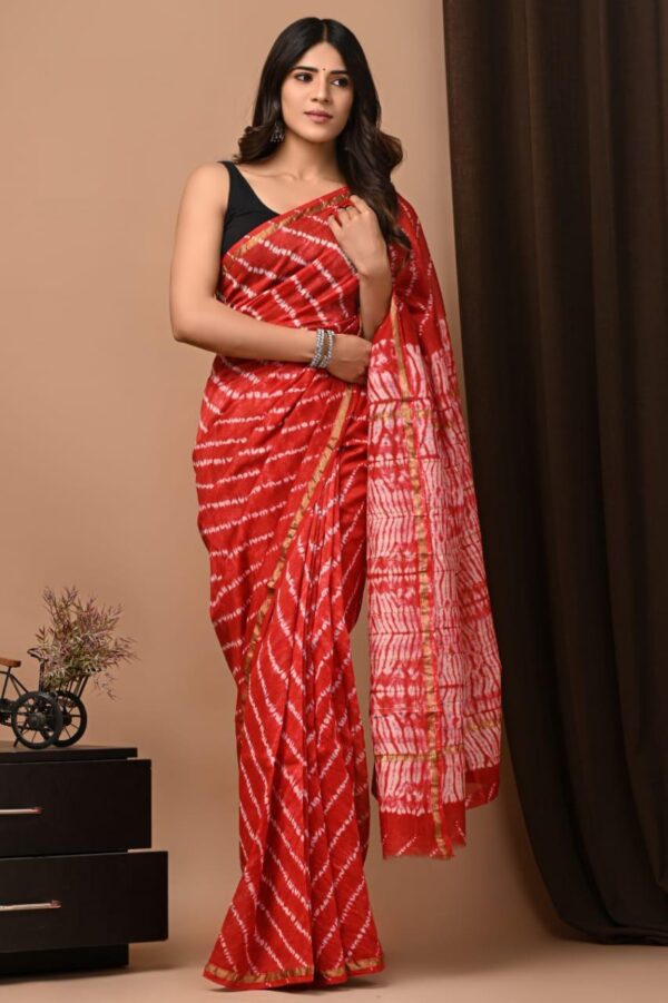 MAHATI Designer Chanderi Silk Saree - Red